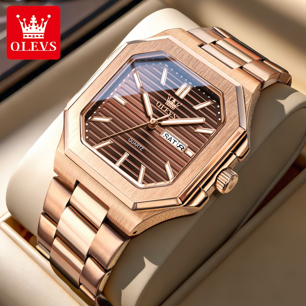 Cartier Watch Tank - OLEVS Marken-Original-Quarzuhren für Herren, klassische Mode,