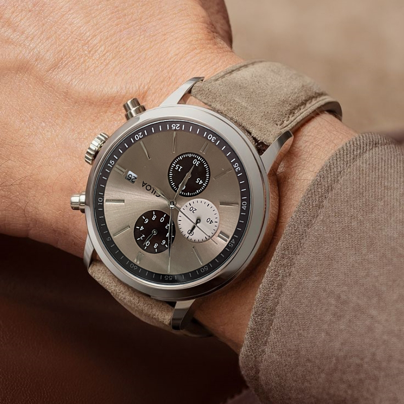 Suede Strap Watch - CILOA-Herren-Chronographenuhr mit Datumsanzeige, Wildlederarmband, Quarz-Armbanduhr, lässige