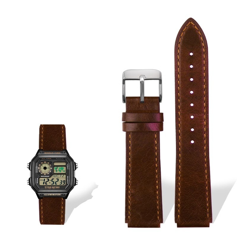 Nato Strap Nylon - Neues Retro-Rindsleder-Armband für Casio A158 A158W/A168/f91w/AE-1200WHD/A159/A169